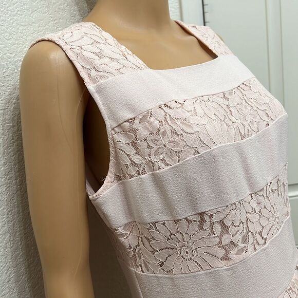 Karl Lagerfeld Paris Pink Casual Dress Sleeveless Sheer Floral Lace Embroidered - Picture 3 of 12